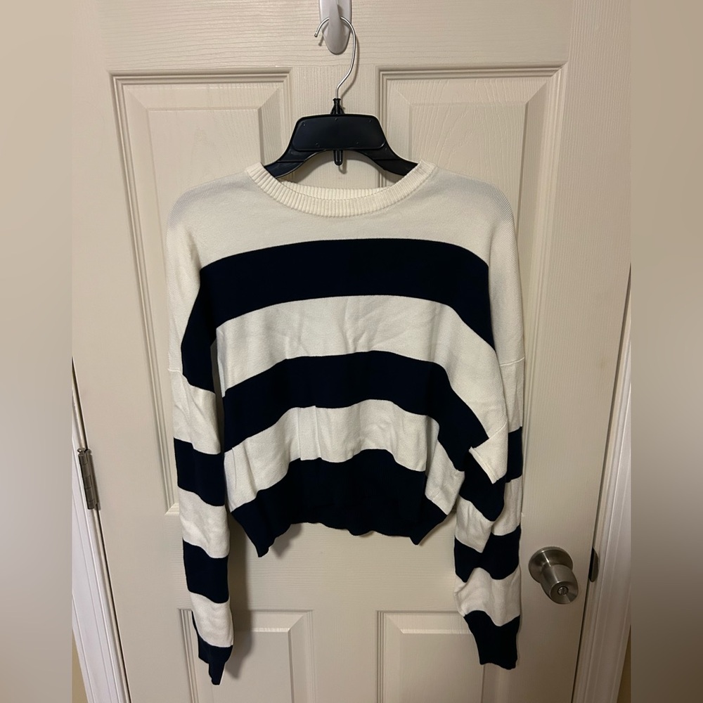 Garage Striped Navy Blend and White Sweater